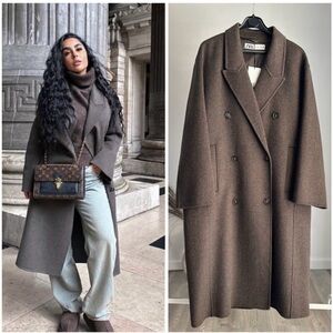 ZARA DOUBLE FACED WOOL BLEND DOUBLE BREASTED COAT ZW COLLECTION SIZE M/L